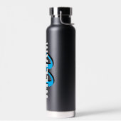 Persoonlijk naam schrift zwart monogram waterfles (Links)