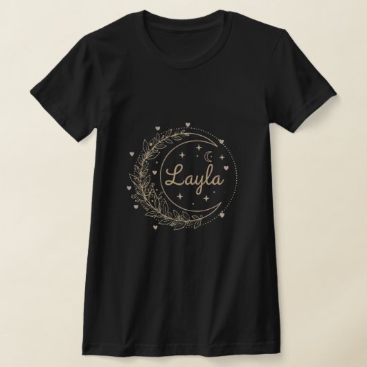 Persoonlijk Naam T-Shirt - Elegante Halve Maan (Laagn)