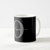 Persoonlijk naamlettertype met initialen Zwart Wit Koffiemok (Voorkant rechts)