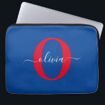 Persoonlijk Naamlogo Schreef Naam Blauw Wit Rood Laptop Sleeve<br><div class="desc">Dit elegante monogram en stijlvolle script naamontwerp kan worden gegeven als een cadeau voor een verjaardag, bruiloft, bruidsfeest, jubileum, Moederdag of een andere gelegenheid. Het kan worden gepersonaliseerd met de initialen en naam van de persoon. U kunt het lettertype, de letterkleur, lettergrootte en achtergrondkleur wijzigen met behulp van de ontwerp...</div>