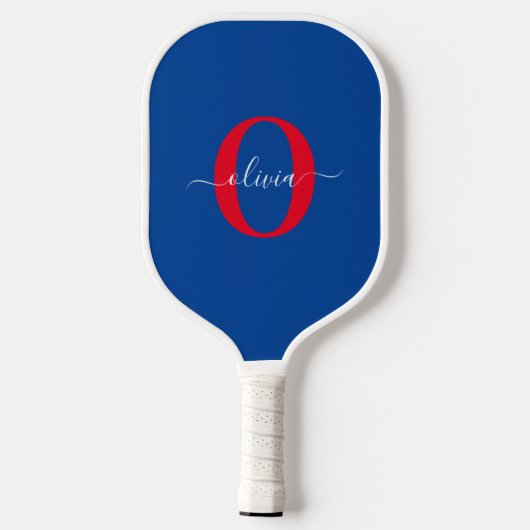 Persoonlijk Naamlogo Schreef Naam Blauw Wit Rood Pickleball Paddle (Achterkant)
