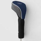 Persoonlijk naammonogram marineblauw zwart golfheadcover (Schuin)