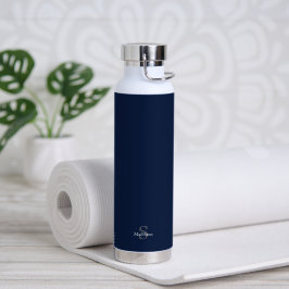 Persoonlijk naammonogram marineblauw zwart waterfles