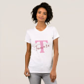 Persoonlijk naammonogram T - shirt | Roze ontwerp (Voorkant volledig)
