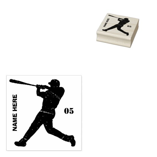 Persoonlijk naamnummer Baseball Rubberstempel (Gestempeld)