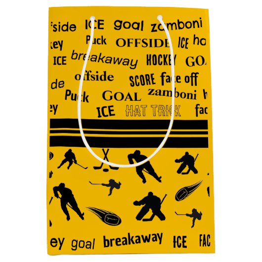 Persoonlijk naamnummer Hockey Gift Bag Medium Cadeauzakje (Voorkant)