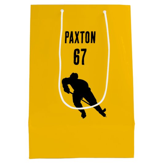 Persoonlijk naamnummer Hockey Gift Bag Medium Cadeauzakje (Achterkant)