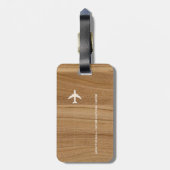 persoonlijk namaak hout rustic vliegtuig reis bagagelabel (Achterkant verticaal)