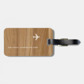 persoonlijk namaak hout rustic vliegtuig reis bagagelabel (Achterkant horizontaal)