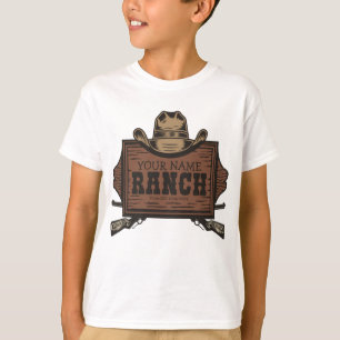 Persoonlijk NAME Cowboy-pistolen Western Ranch-bor T-shirt