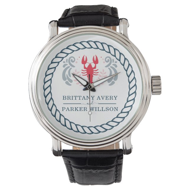 Persoonlijk Nautical Wedding Horloge (Voorkant)