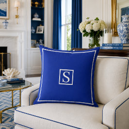 Persoonlijk Nautisch Blauw Monogram Decoratie Kussen
