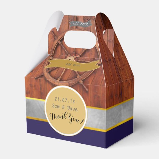 Persoonlijk NAUTISCH landelijk scheepswiel Gevel Bedankdoosjes (Voorkant Zijde)