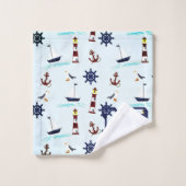 Persoonlijk nautisch vuurtoren zeilbootpatroon bad handdoek (Wasdoekje)