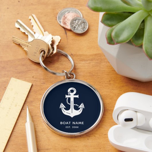 Persoonlijk Navy Anker Bootsouvenir Sleutelhanger (Bureau)