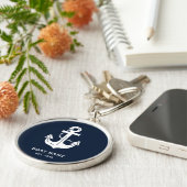 Persoonlijk Navy Anker Bootsouvenir Sleutelhanger (Zijkant)