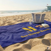 Persoonlijk Navy Blauw & Geel Monogram Letter M Strandlaken