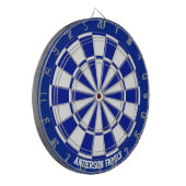 Persoonlijk Navy Blauw & Wit Bicolor Dartbord (Voorkant Links)
