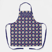 Persoonlijk Navy Blauwe Bloem Schort (Voorkant)