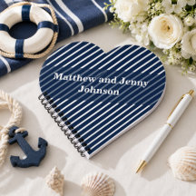 Persoonlijk Navy Blauwe en Witte Gestreepte Trouwb
