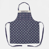 Persoonlijk Navy Blauwe Geometrisch Patroon Modern Schort (Voorkant)