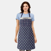 Persoonlijk Navy Blauwe Geometrisch Patroon Modern Schort (Gedragen)