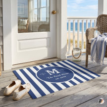 Persoonlijk Navy Blauwe Gestreepte Monogram Strand