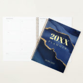 Persoonlijk Navy Blauwe Gouden Agate Geode Initiaa Planner (Display)