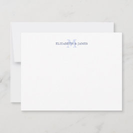Persoonlijk Navy Blauwe Koppel Monogram Beginlette Notitiekaartje