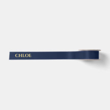 Persoonlijk Navy Blauwe Lint met Gouden Naam Tekst