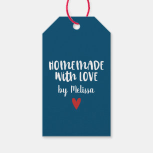 Persoonlijk Navy Blauwe Met Liefde Gemaakte Hart Cadeaulabel