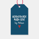 Persoonlijk Navy Blauwe Met Liefde Gemaakte Hart Cadeaulabel (Achterkant)