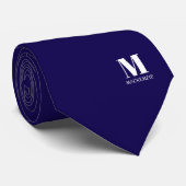Persoonlijk Navy Blauwe Monogram Initiaal Wapen Stropdas (Opgerold)