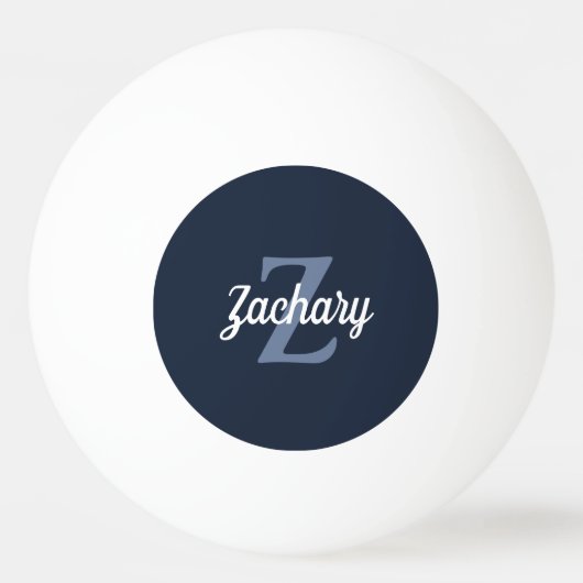 Persoonlijk Navy Blauwe Retro Monogram Pingpongbal (Voorkant)