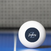 Persoonlijk Navy Blauwe Retro Monogram Pingpongbal (Net)