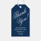 Persoonlijk Navy Blauwe Trouw Favor Bedanken Cadeaulabel (Voorkant)