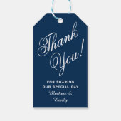 Persoonlijk Navy Blauwe Trouw Favor Bedanken Cadeaulabel (Achterkant)