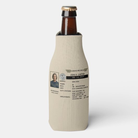 Persoonlijk Navy Dienstrecord Geschenk Flesjeskoeler (Fles Voorkant)