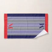 Persoonlijk Navy En Helderrood Nautisch Esthetisch Bad Handdoek (Handdoek)