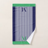 Persoonlijk Navy En Zeegroen Esthetisch Bad Handdoek (Handdoek)