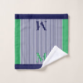 Persoonlijk Navy En Zeegroen Esthetisch Bad Handdoek (Wasdoekje)
