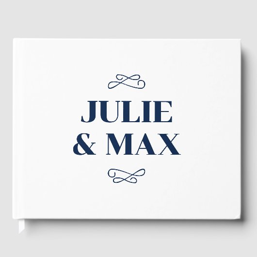 Persoonlijk Navy Flourish Huwelijk Gastenboek (Voorkant)