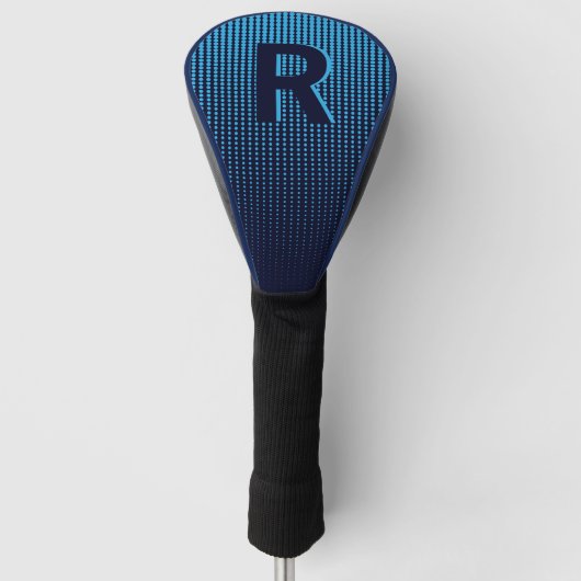 Persoonlijk Navy Halftone Monogram Initiaal Golfheadcover (Voorkant)