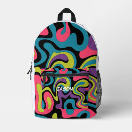 Persoonlijk Neon Abstract Patroon — Retro Design Bedrukte Rugzak