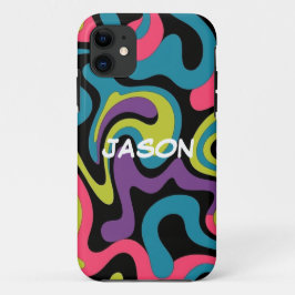 Persoonlijk Neon Abstract Patroon — Retro Design Case-Mate iPhone Case