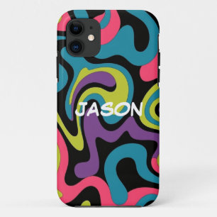 Persoonlijk Neon Abstract Patroon — Retro Design Case-Mate iPhone Case