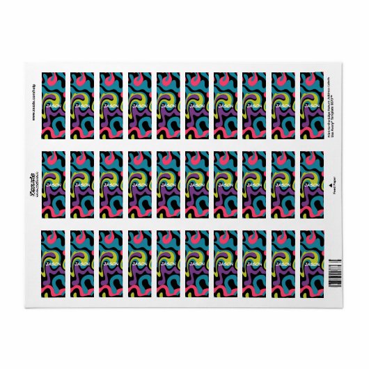 Persoonlijk Neon Abstract Patroon — Retro Design Etiket (Full Sheet)