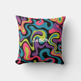 Persoonlijk Neon Abstract Patroon — Retro Design Kussen