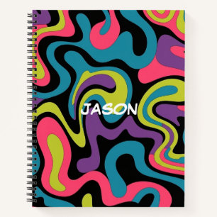 Persoonlijk Neon Abstract Patroon — Retro Design Notitieboek