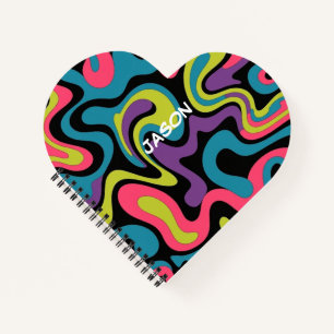 Persoonlijk Neon Abstract Patroon — Retro Design Notitieboek